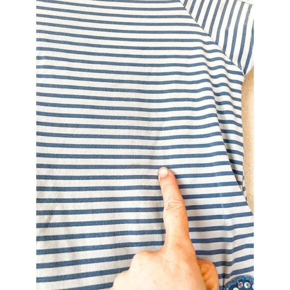 Naartjie Striped Sequin Heart Multi Fabric Blue Dress, Size 5 - Picture 3 of 5